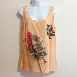100% silk peach flower tank top